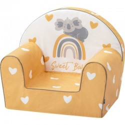Fotoliu din burete pentru copii Yellow Hearts Bubaba 9 luni - 5 ani Cu Husa detasabila