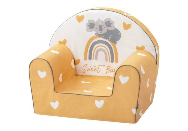 Fotoliu din burete pentru copii Yellow Hearts Bubaba 9 luni - 5 ani Cu Husa detasabila