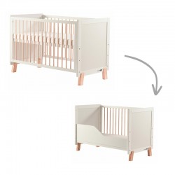 Patut din lemn Ava Transformabil Cu bariera de siguranta 120x60 cm Din lemn de pin si mdf Cu sina speciala pentru dentitie Stabi