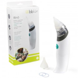 Aspirator nazal electric Rino Cu 2 extensii moi din silicon Pe baza de baterii AA Bbluv Alb