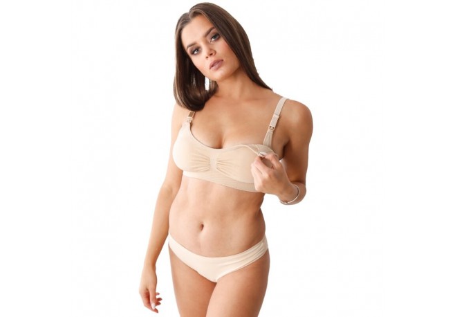 Sutien pentru alaptat Klara Din 90% poliamida si 10% elastan Masura M Beige