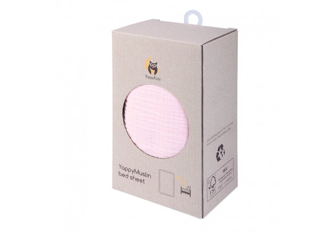Cearceaf din muselina Pentru patut de 120x60 cm YappyKids Blush