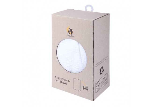 Cearceaf din muselina Pentru patut de 120x60 cm YappyKids White