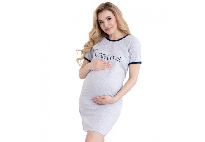 Camasa de alaptat Din bumbac Cu capse oblice Masura S Purelove Grey