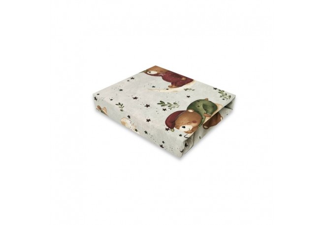MimiNu - Cearceaf cu elastic pentru patut 120X60 cm Din bumbac certificat Oeko Tex Standard 100 Teddy Bear On Moon