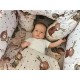 MimiNu - Aparatoare pentru patut 120x60 cm Din bumbac certificat Oeko Tex Standard 100 180x30 cm Cu panglici Teddy Bear On Moon