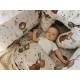MimiNu - Aparatoare pentru patut 120x60 cm Din bumbac certificat Oeko Tex Standard 100 180x30 cm Cu panglici Teddy Bear On Moon