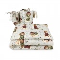 MimiNu - Lenjerie patut 3 piese Cu protectie laterala Din bumbac certificat Oeko Tex Standard 100 Pentru patut 120x60 cm Teddy B
