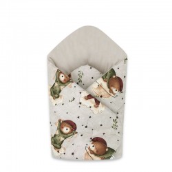 MimiNu - Paturica de infasat cu doua fete Cu multiple utilizari Cu inchidere arici velcro Dimensiune 75x75 cm Din bumbac certifi