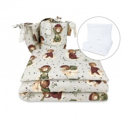 MimiNu - Set lenjerie patut 5 piese Cu pilota si perna Din bumbac certificat Oeko Tex Standard 100 Pentru patut 120x60 cm Teddy 