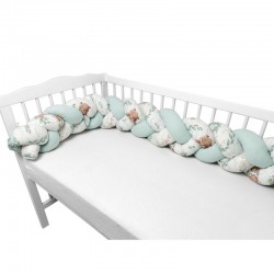 MimiNu - Protectie laterala pentru patut bebe Tip Bumper impletit Din bumbac Din materiale certificate Oeko Tex Standard 100 Lun