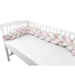 MimiNu - Protectie laterala pentru patut bebe Tip Bumper impletit Din bumbac Din materiale certificate Oeko Tex Standard 100 Lun