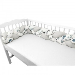 MimiNu - Protectie laterala pentru patut bebe Tip Bumper impletit Din bumbac Din materiale certificate Oeko Tex Standard 100 Lun