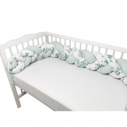 MimiNu - Protectie laterala pentru patut bebe Tip Bumper impletit Din bumbac Din materiale certificate Oeko Tex Standard 100 Lun