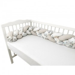 MimiNu - Protectie laterala pentru patut bebe Tip Bumper impletit Din bumbac Din materiale certificate Oeko Tex Standard 100 Lun