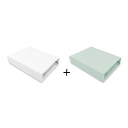 Qmini - Set 2 cearceafuri cu elastic pentru patut leagan sau patut co-sleeper 90x50 cm Din bumbac Material certificat Oeko Tex S