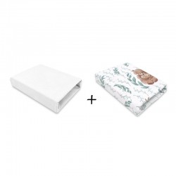 MimiNu - Set 2 cearceafuri cu elastic pentru patut leagan sau patut co-sleeper 90x50 cm Din bumbac Material certificat Oeko Tex 