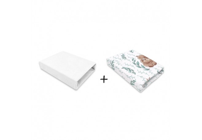 MimiNu - Set 2 cearceafuri cu elastic pentru patut leagan sau patut co-sleeper 90x50 cm Din bumbac Material certificat Oeko Tex 