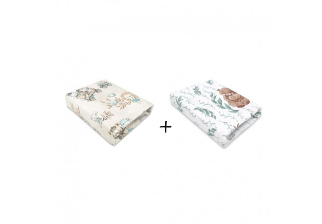 MimiNu - Set 2 cearceafuri cu elastic pentru patut leagan sau patut co-sleeper 90x40 cm Din bumbac Material certificat Oeko Tex 