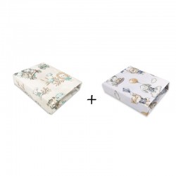 MimiNu - Set 2 cearceafuri cu elastic pentru patut leagan sau patut co-sleeper 90x40 cm Din bumbac Material certificat Oeko Tex 