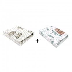 MimiNu - Set 2 cearceafuri cu elastic pentru patut leagan sau patut co-sleeper 90x40 cm Din bumbac Material certificat Oeko Tex 