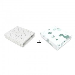 MimiNu - Set 2 cearceafuri cu elastic pentru patut leagan sau patut co-sleeper 90x40 cm Din bumbac Material certificat Oeko Tex 