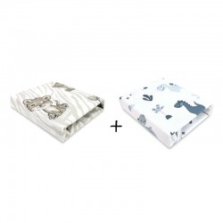 MimiNu - Set 2 cearceafuri cu elastic pentru patut leagan sau patut co-sleeper 90x40 cm Din bumbac Material certificat Oeko Tex 