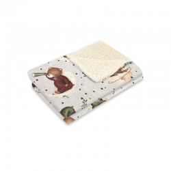 MimiNu - Paturica calduroasa si pufoasa Cu doua fete Dimensiune 70x100 cm Din tesatura imitatie de lana si bumbac Materiale cert