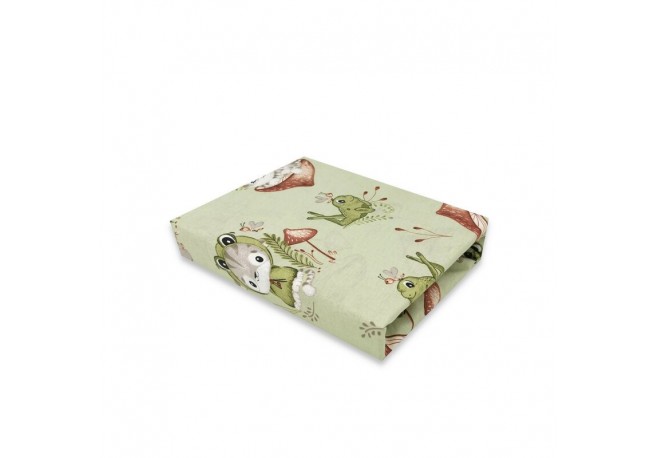 Qmini - Cearceaf cu elastic pentru patut 120X60 cm Din bumbac certificat Oeko Tex Standard 100 Frogs