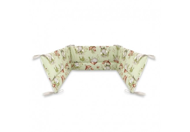 Qmini - Aparatoare pentru patut 120x60 cm Din bumbac certificat Oeko Tex Standard 100 180x30 cm Cu panglici Frogs