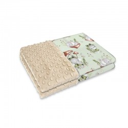 Qmini - Paturica pufoasa cu doua fete Dimensiune 75x100 cm Din tesatura Minky si bumbac Materiale certificate Oeko Tex Standard 