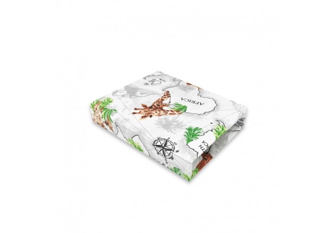 Qmini - Cearceaf cu elastic pentru patut 120X60 cm Din bumbac certificat Oeko Tex Standard 100 The continents