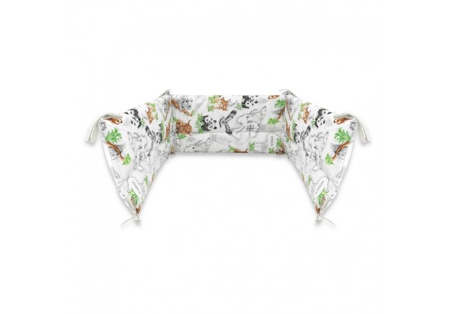 Qmini - Aparatoare pentru patut 120x60 cm Din bumbac certificat Oeko Tex Standard 100 180x30 cm Cu panglici The continents