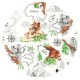 Qmini - Aparatoare pentru patut 120x60 cm Din bumbac certificat Oeko Tex Standard 100 180x30 cm Cu panglici The continents