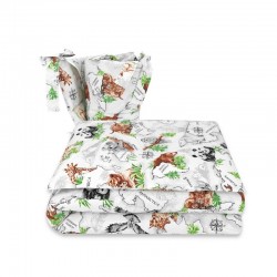 Qmini - Lenjerie patut 3 piese Cu protectie laterala Din bumbac certificat Oeko Tex Standard 100 Pentru patut 120x60 cm The cont