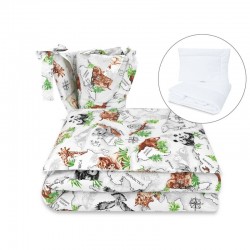 Qmini - Set lenjerie patut 5 piese Cu pilota si perna Din bumbac certificat Oeko Tex Standard 100 Pentru patut 120x60 cm The con