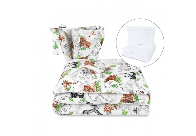 Qmini - Set lenjerie patut 5 piese Cu pilota si perna Din bumbac certificat Oeko Tex Standard 100 Pentru patut 120x60 cm The con