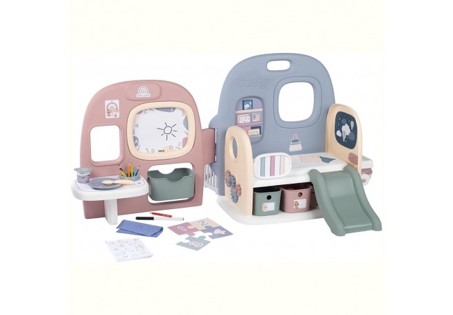 Centru de ingrijire pentru papusi Smoby Baby Care Childcare Center albastru roz cu accesorii