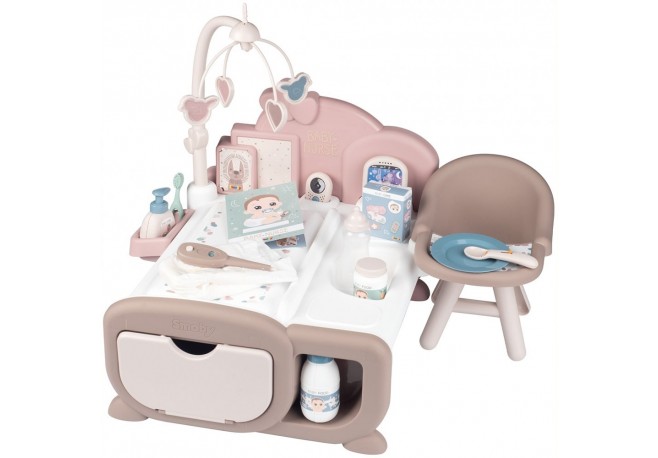 Centru de ingrijire pentru papusi Smoby Baby Nurse Cocoon Nursery crem cu accesorii
