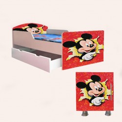 Pat mickey sertar ,saltea si noptiera inclusa