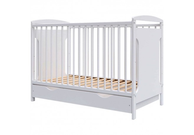 Patut copii din lemn Hubners Karly 120x60 alb cu sertar