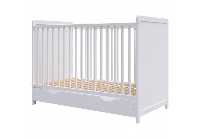 Patut copii din lemn Hubners Paula 120x60 alb cu sertar