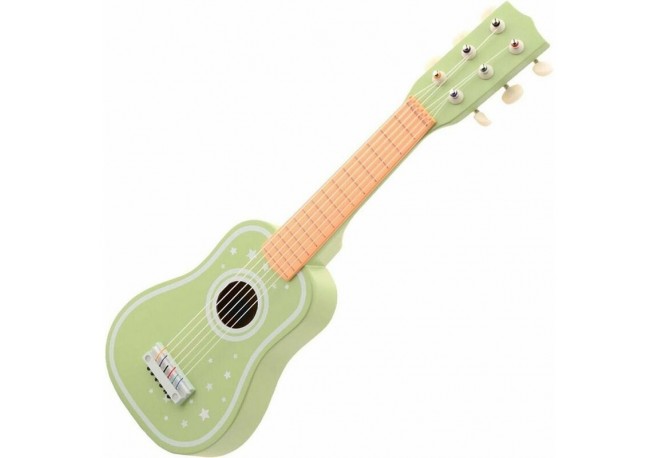 Joueco - Chitara din lemn certificat FSC Cu 6 corzi Stimuleaza creativitatea Dezvolta coordonarea motrica 54 x 18.5 cm 3 ani+ Ve