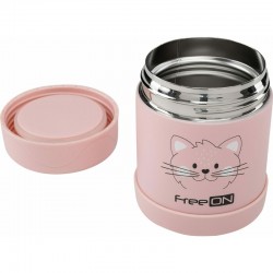 Termos pentru alimente solide Din otel inoxidabil Mentine cald pana la 12 ore si rece pana la 24 ore FreeON Pink Kitty