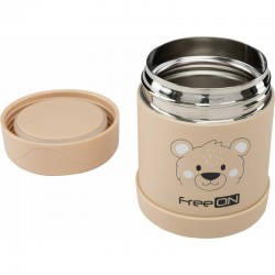 Termos pentru alimente solide Din otel inoxidabil Mentine cald pana la 12 ore si rece pana la 24 ore FreeON Beige Bear