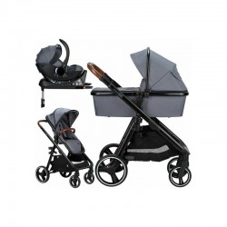 Carucior 4 in 1 Bloom Cu cadru din aluminiu Cu landou Scoica auto cu baza isofix Parte sport cu sezut reversibil Geanta pentru m