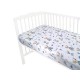 Qmini - Cearceaf cu elastic pentru patut 120X60 cm Din bumbac certificat Oeko Tex Standard 100 Teddy Bears on Rainbow Blue