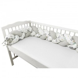 MimiNu - Protectie laterala pentru patut bebe Tip Bumper impletit Din bumbac Din materiale certificate Oeko Tex Standard 100 Lun