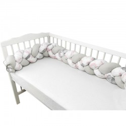 MimiNu - Protectie laterala pentru patut bebe Tip Bumper impletit Din bumbac Din materiale certificate Oeko Tex Standard 100 Lun