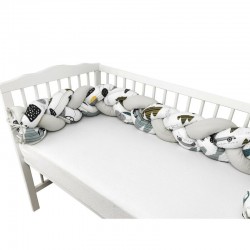 MimiNu - Protectie laterala pentru patut bebe Tip Bumper impletit Din bumbac Din materiale certificate Oeko Tex Standard 100 Lun